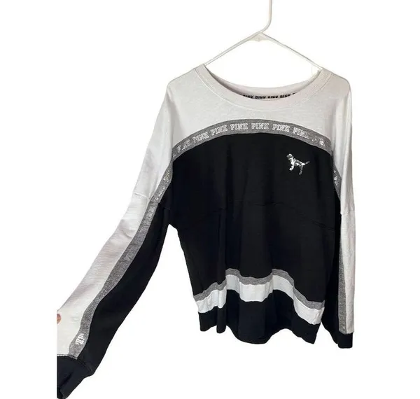 Victoria's Secret PINK Women's Colorblock Long Sleeve Crewneck Top Size L - Image 2