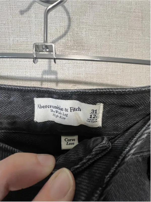 Abercrombie And Fitch Curve Love Black Wide Leg High Rise Denim Jeans - Image 4