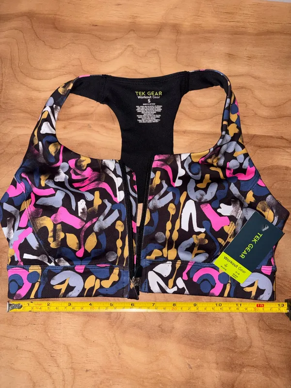 Tek Gear front-zipper, graffiti print sports bra - Image 8