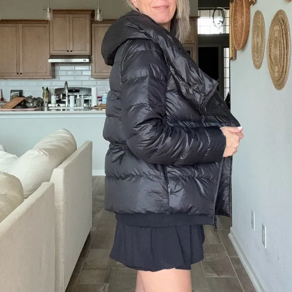 Nike Black Down Cowl Neck Hooded Jacket Size Small - Image 3