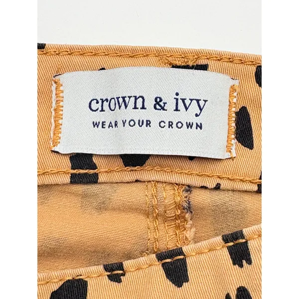 Crown & Ivy Cheetah Print High Rise Skinny Jeans‎ Size 6R Tan Black Ankle Pants - Image 7