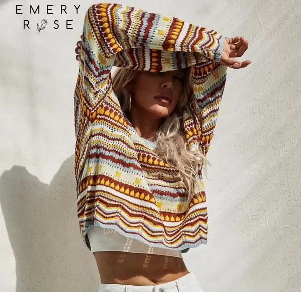 SheIn colorful striped crochet sweater - Image 3