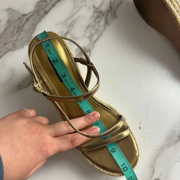 Nine West Jill Metallic Gold Classic Espadrille Wedge Sandals Size 9 - Image 10