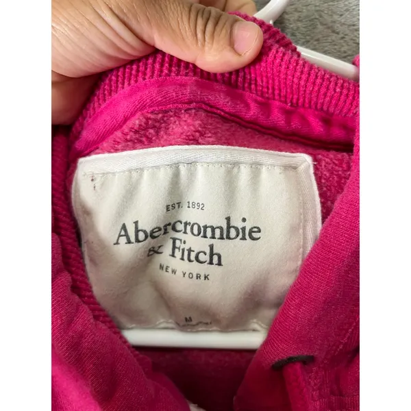 Vintage Y2K Abercrombie & Fitch Button Front Hoodie Jacket Moose Logo Preppy Med - Image 3