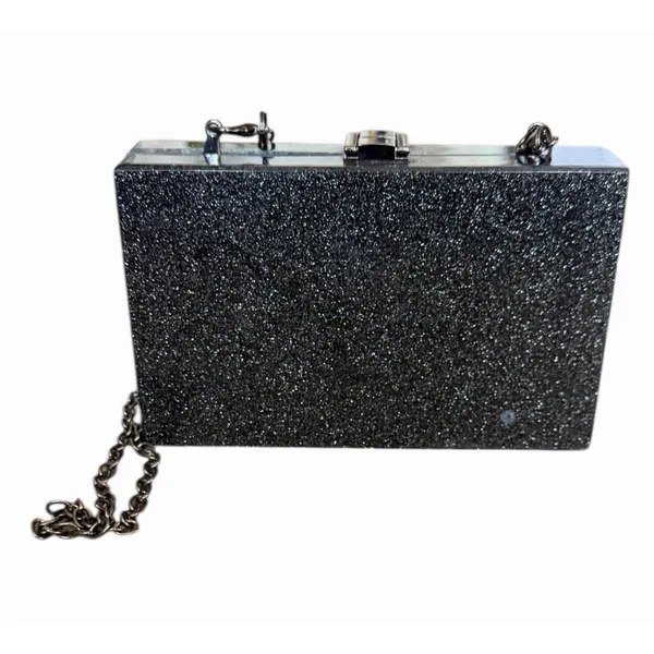A New Day Black Pearl White Confetti Acrylic Box Clutch Chain Bag - Image 3