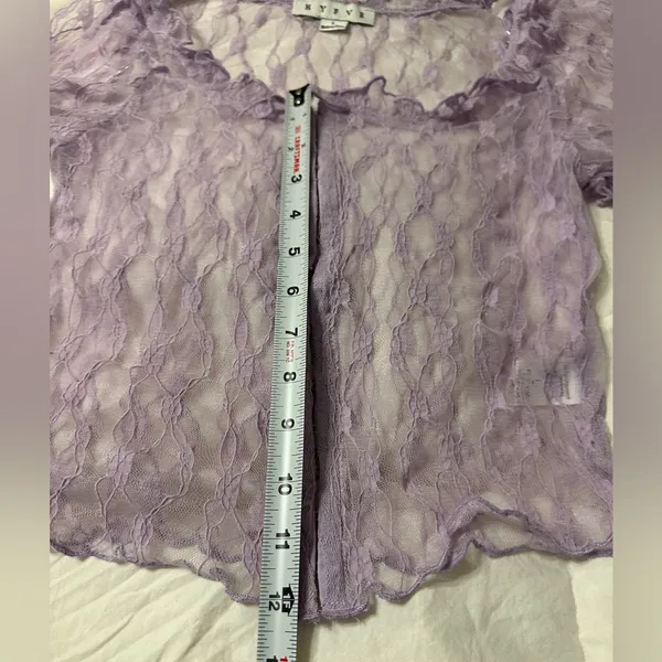 Hyfve Lace Short Sleeve Cropped Top in Lavender - NWOT - Size L - Image 10