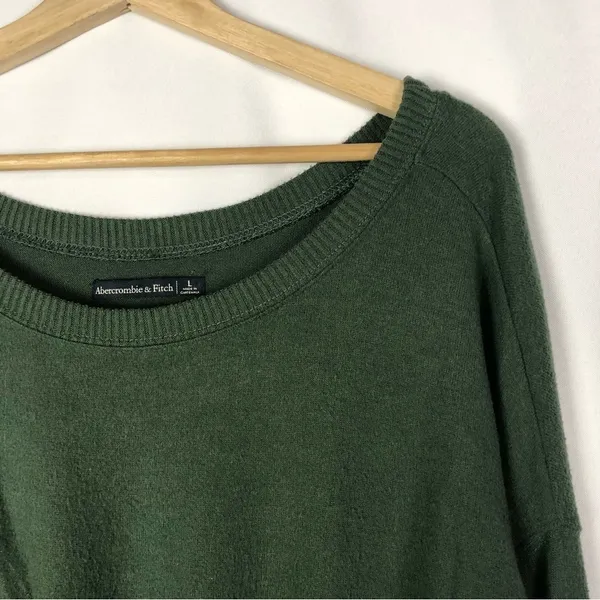 Abercrombie & Fitch‎ Hunter Green Tie Front Pullover Sweater L - Image 3