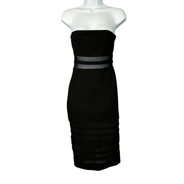 Revolve Superdown Black Strapless Midi Tube Dress Size XS Bodycon Magdalena - Image 4
