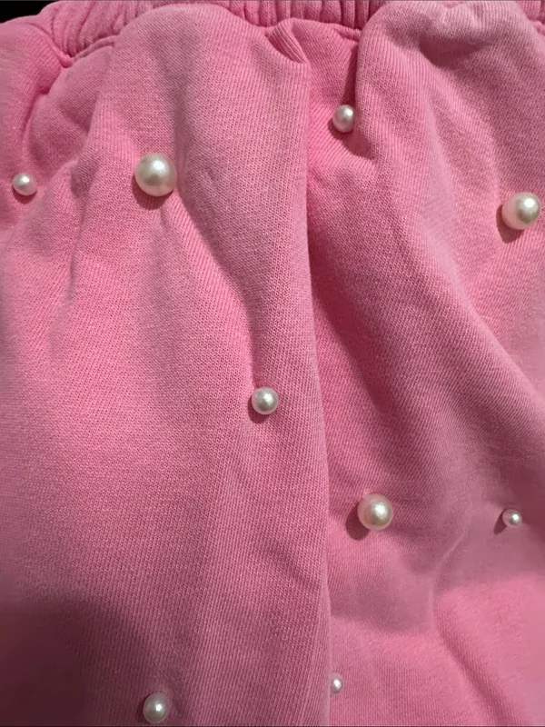 Peach Love California Pink Pearl-Embellished Athletic Shorts - Image 5