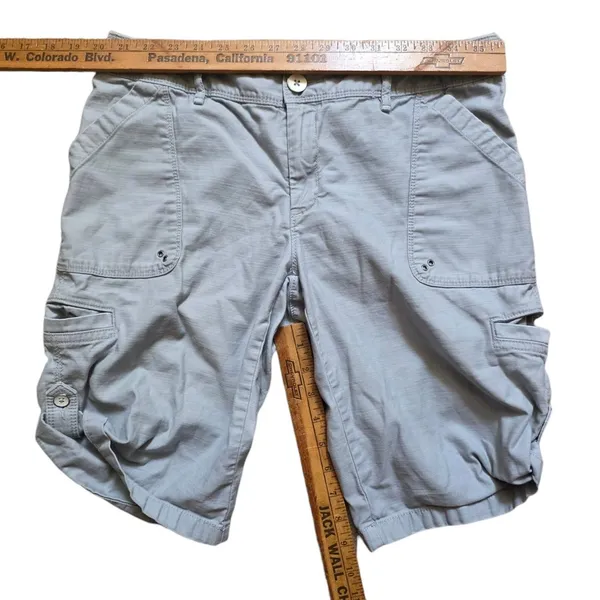 Eddie Bauer Womens Cargo Shorts Size 4 Khaki Cotton Utility Hiking Side Snap - Image 4