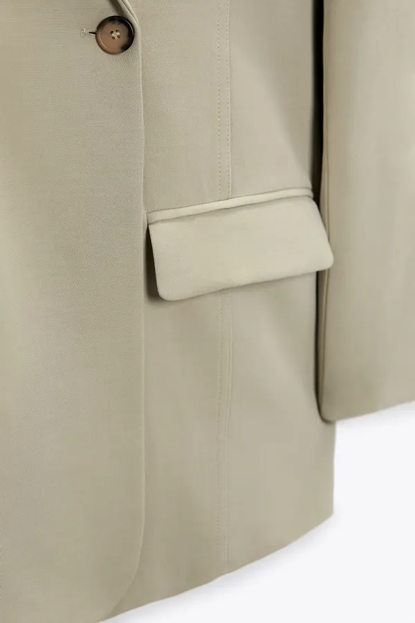 Zara blazer boyfriend relaxed ovsersize olive green casual Suit Jacket - Image 8