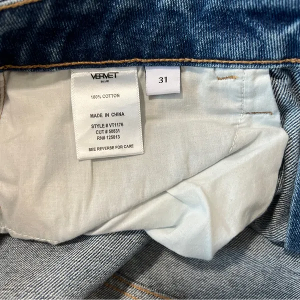 Vervet Super High Rise Beverly Slim‎ Straight Distressed Medium Wash Blue Jeans - Image 11