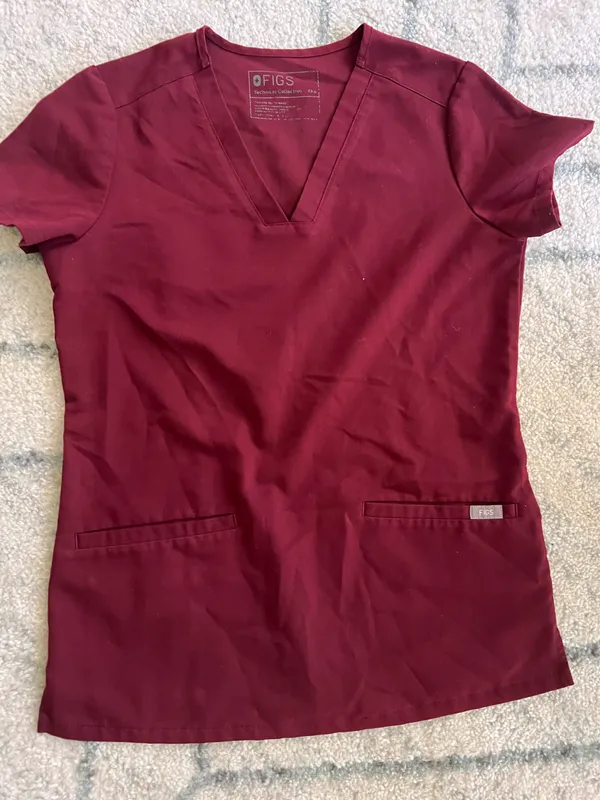Figs Women’s Burgundy Scrub Set XXS/P Kade Cargo And Casma Top PO1699 - Image 2