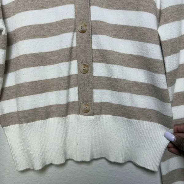 Favorite Daughter Women The Belle‎ Cardigan Sweater Medium Preppy Striped Polo - Image 8