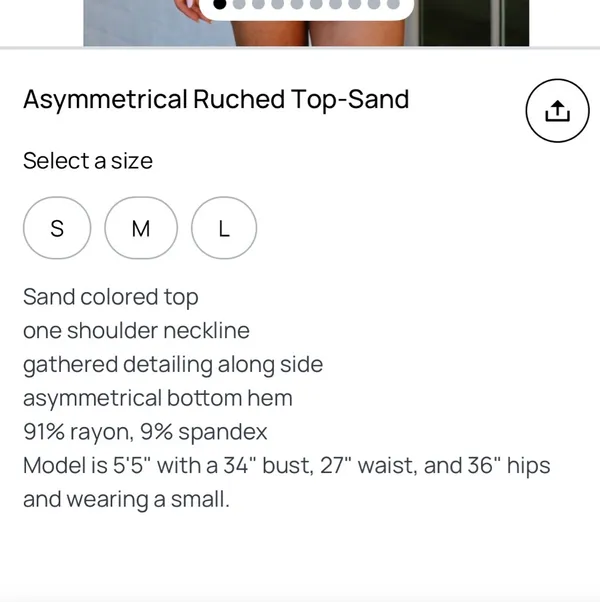 These Three Boutique Asymmetrical ruched top - sand - Image 4