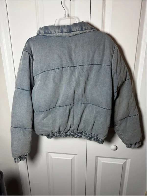 April Kiss Denim Puffer Jacket Size M Blue NWT - Image 2