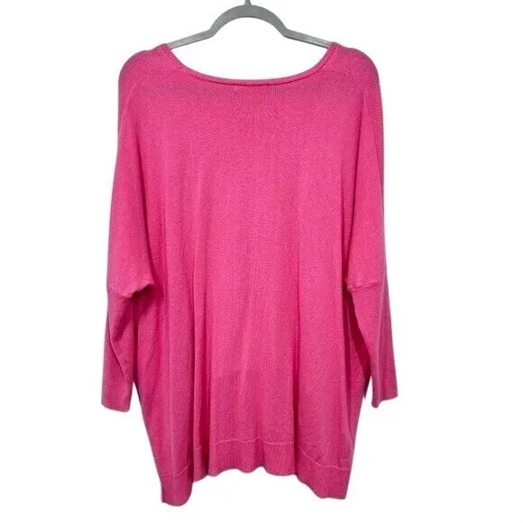 Fresh Produce Pink Cashmere Sweater Relaxed‎ Fit Dolman Sleeve Casual Cozy - Image 2