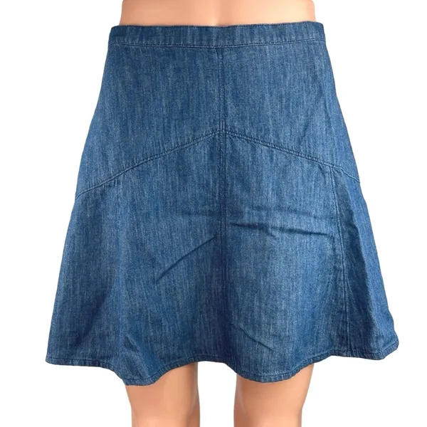 Madewell Women's Blue Denim Back Zip Closure A-Line Flare Mini Jean Skirt Size 2 - Image 2