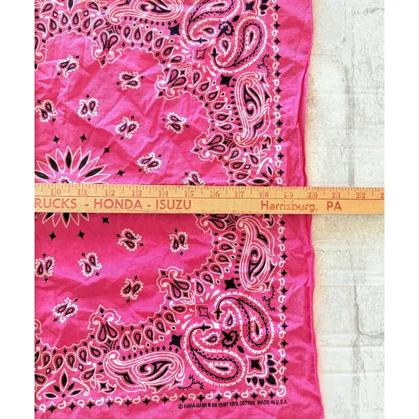 VTG Hav A Hank Pink Cotton Paisley USA Biker Handkerchief Bandana Sz 20"x20" - Image 3