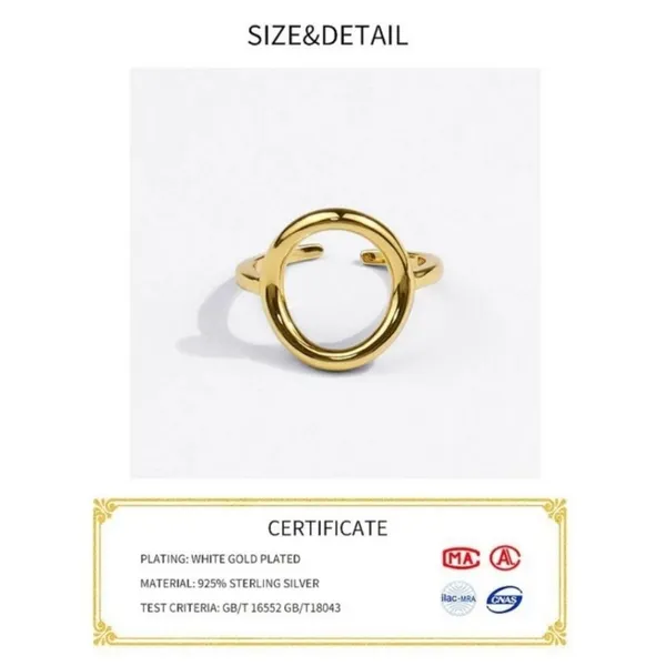 NEW Women's Solid Circle Ring Adjustable Gold‎ Plated S925 - Image 10