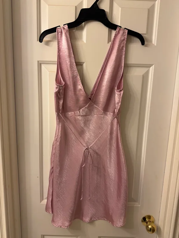 Satin Pink Mini Dress Size M - Image 2