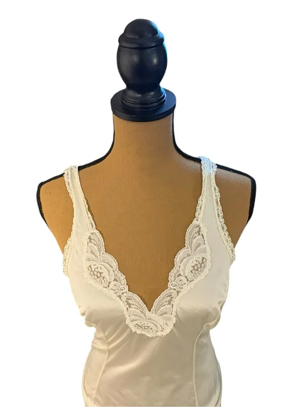 Vintage L’eggs 34 S Ivory Nylon Lace Camisole Coquette Lingerie Top - Image 4