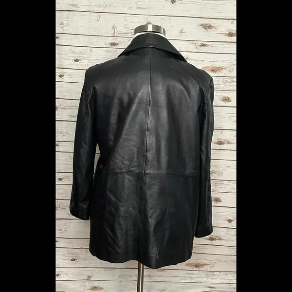 London Fog mob wife black leather jacket Size Large - Image 6