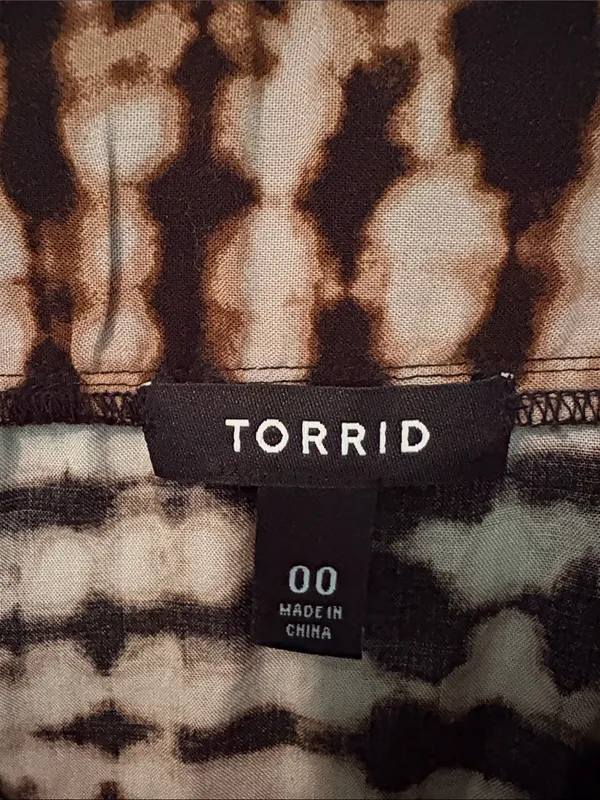 Tie-Dye Handkerchief Hem Skirt - Black, Brown & Cream - Image 2