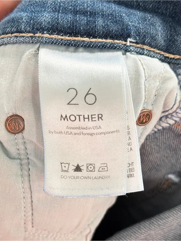 MOTHER Insider Crop Step Fray Kick Flare 26 Girl Crush Mid Wash Stretch Denim - Image 7