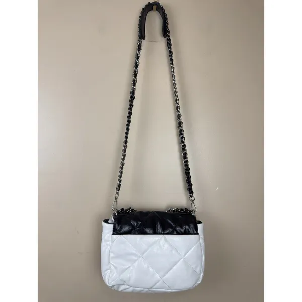 Steve Madden Women’s Shoulder Bag Old Money Preppy Crossbody Black White - Image 3