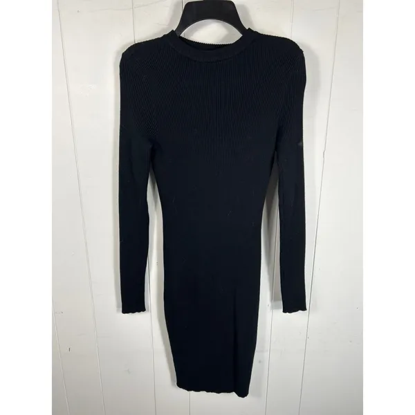 SEEK The Label Women's Black Ribbed Bodycon Mini Dress in Size S. - Image 7