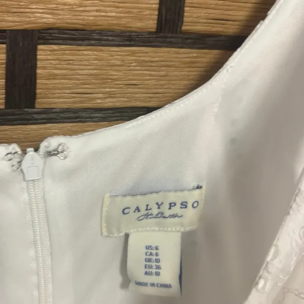 Calypso White Eyelet Tank Dress‎ Size 6 - Image 8