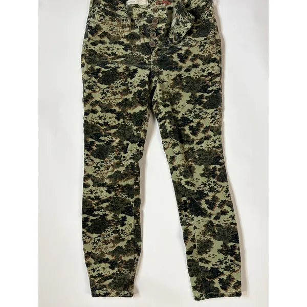 Anthropologie Pilcro High Rise Skinny Corduroy Pants Floral Camo Green Brown 29 - Image 2
