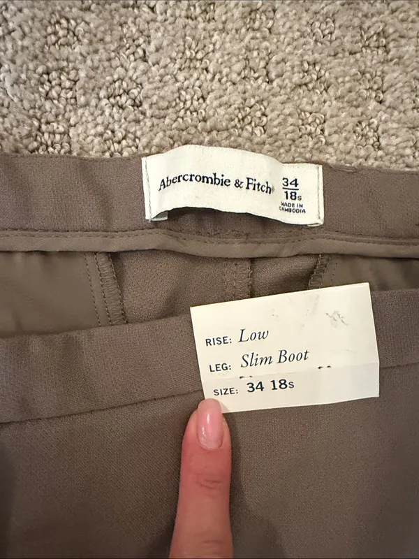 Abercrombie & Fitch Low Rise Slim Boot Pants Brown Taupe Size 18S Y2K Workwear - Image 2