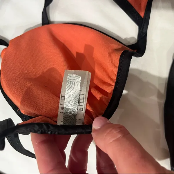 O'Neill Orange and Black Bikini Top - Image 2