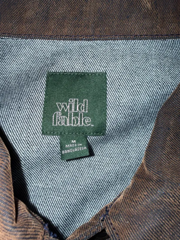 Wild Fable Brown Flocked Denim Trucker Jacket Size Medium - Image 4