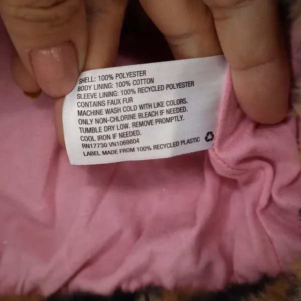 Art Class Girls Tiger Print Faux Fur Bomber Jacket Brown Black Zip Up S 6/6X - Image 3