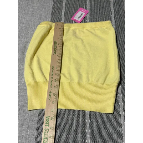 Edikted Yellow Knit Tube Top Strapless Ribbed Hem Size Small S21114-YELLOW‎ - Image 2