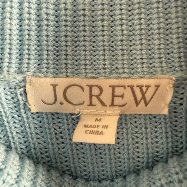 J. Crew | Light Blue Cotton Cashmere Chunky Knit Relaxed Turtleneck | Medium - Image 4