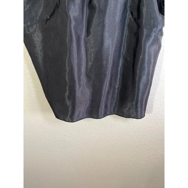 Victorias Secret Vintage Black Satin Lace Trim Camisole Tank Top L - Image 3