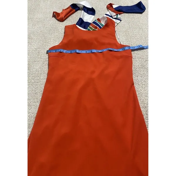 Lulus Women’s Chiffon Mini Shift Dress Sleeveless Sz XS Orange Nautical Zip ￼ - Image 8