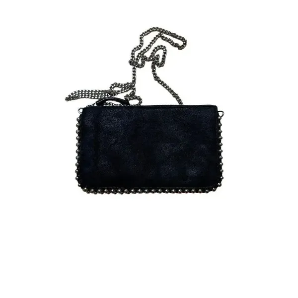 Zara Black Faux Suede silver studded crossbody bag / clutch - Image 5