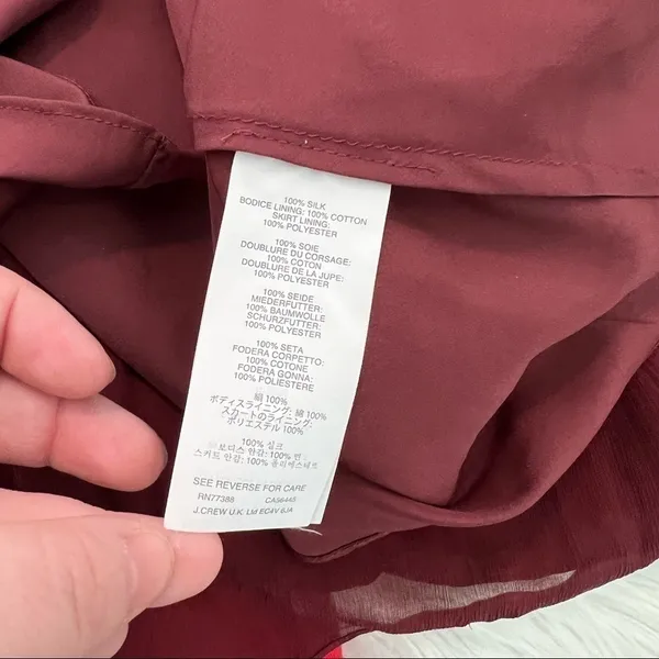 J. Crew Womens Size 6 Nadia Strapless Bridesmaid Dress Burgundy Red Silk Chiffon - Image 10