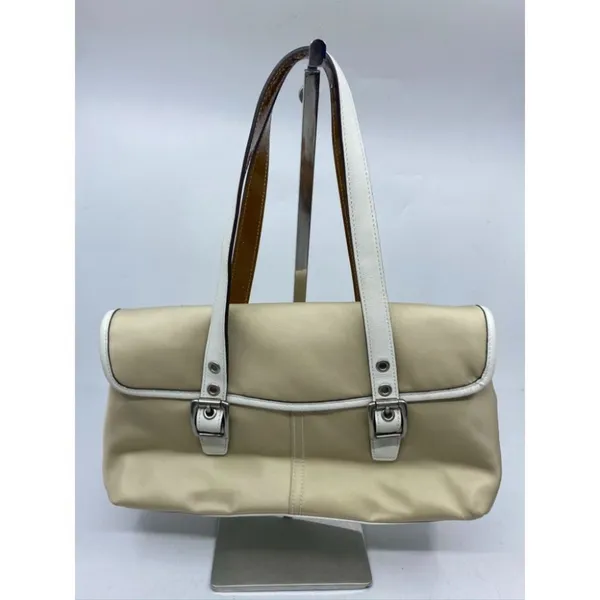 COACH Small Handbag Tan White Shoulder Travel Bag - Image 3