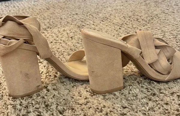 Lulus Alta Light Nude Suede Lace-Up Heels - Image 5