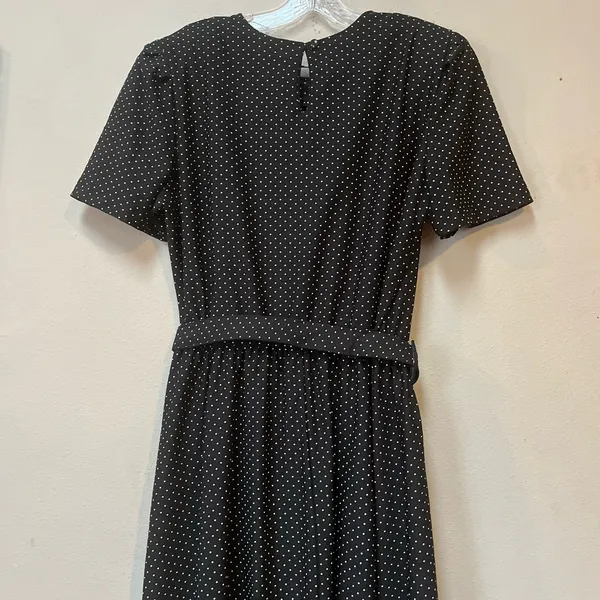 Vintage Tabby of California Black Polka Dot Belted Dress Size 16 - Image 8