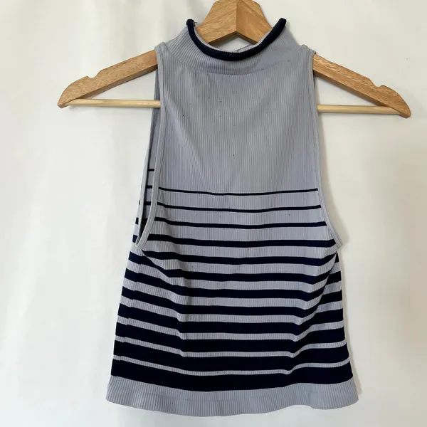 Intimately Free People blue navy striped turtleneck sleeveless top women's M - Image 3
