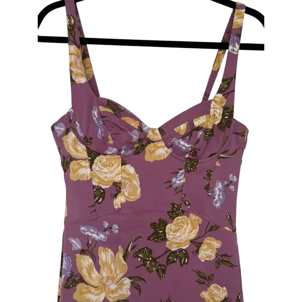 Zara Floral Midi Dress Sweetheart Bustier Coquette Bodycon‎ Pencil Size Small - Image 5