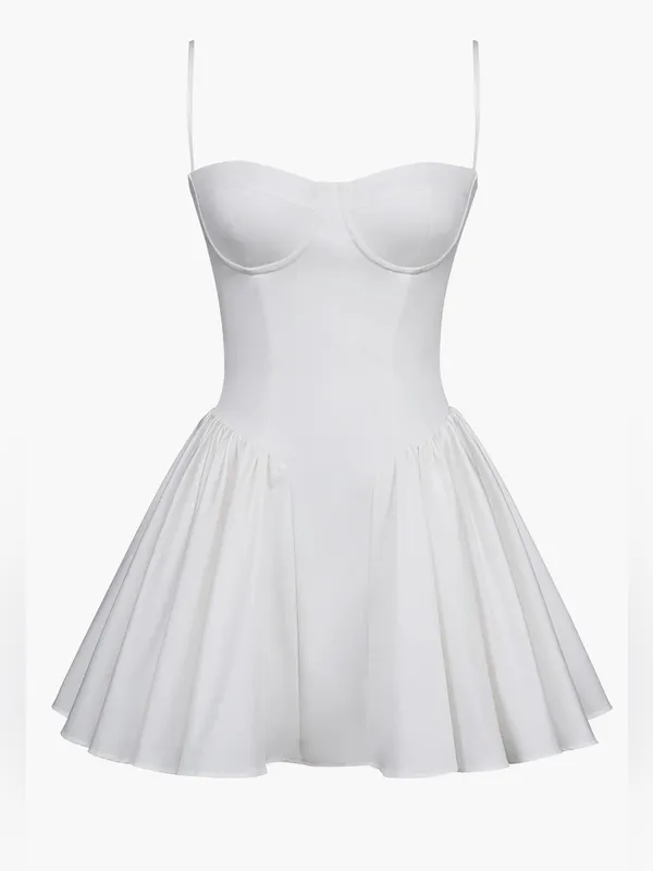 NEW HOUSE OF CB Samaria Corset Fit & Flare white Mini Dress sz S - Image 4