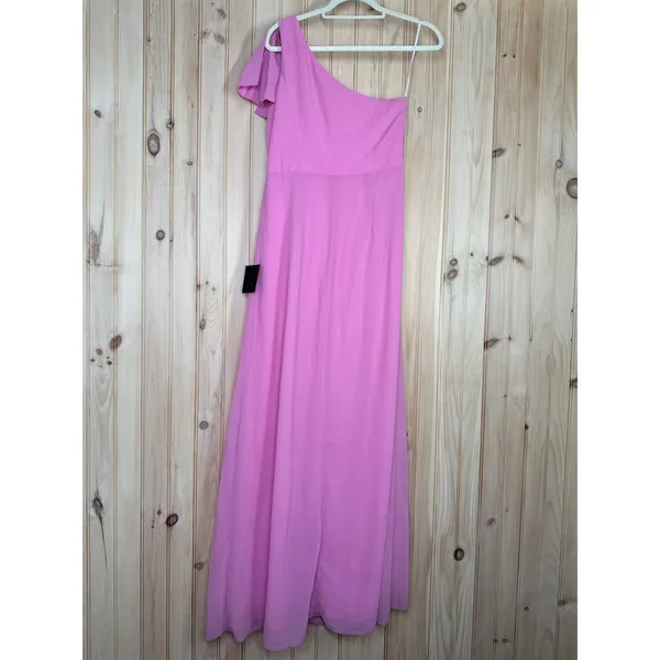NWOT Lulus Simply Brilliant Pink One-Shoulder Bow Maxi Dress Bridesmaid Size M - Image 7